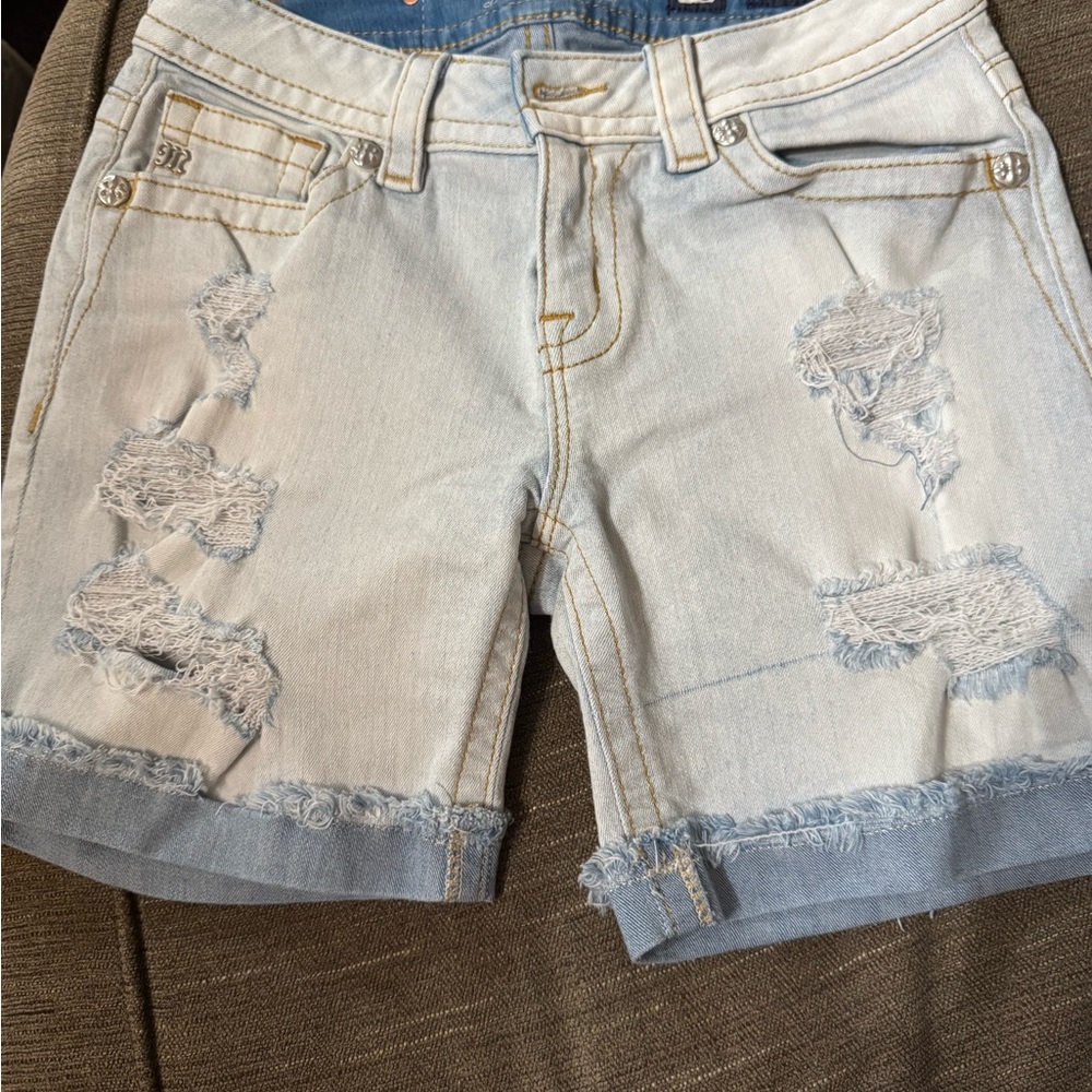 Miss Me Blue Jean Shorts Distressed Cuffed Hem